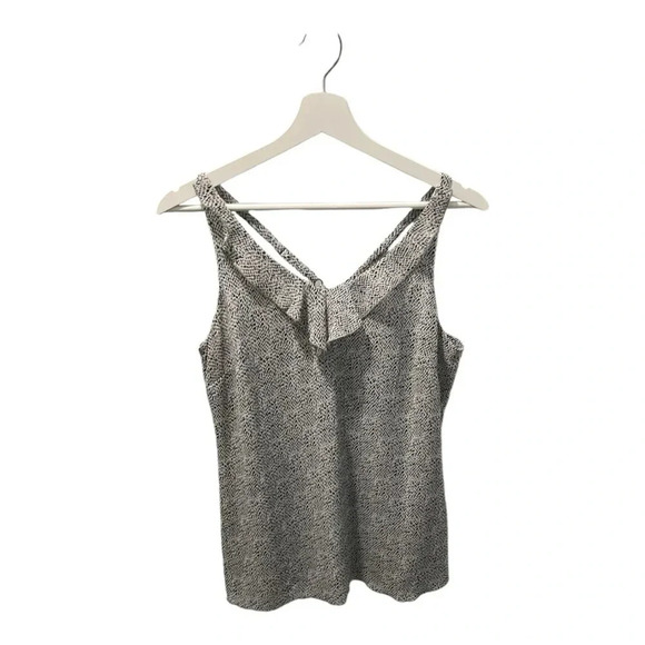 CAbi Black White Animal Print Spotted Flutter Ruffle Spaghetti Strap Tank Top XS - Picture 1 of 7
